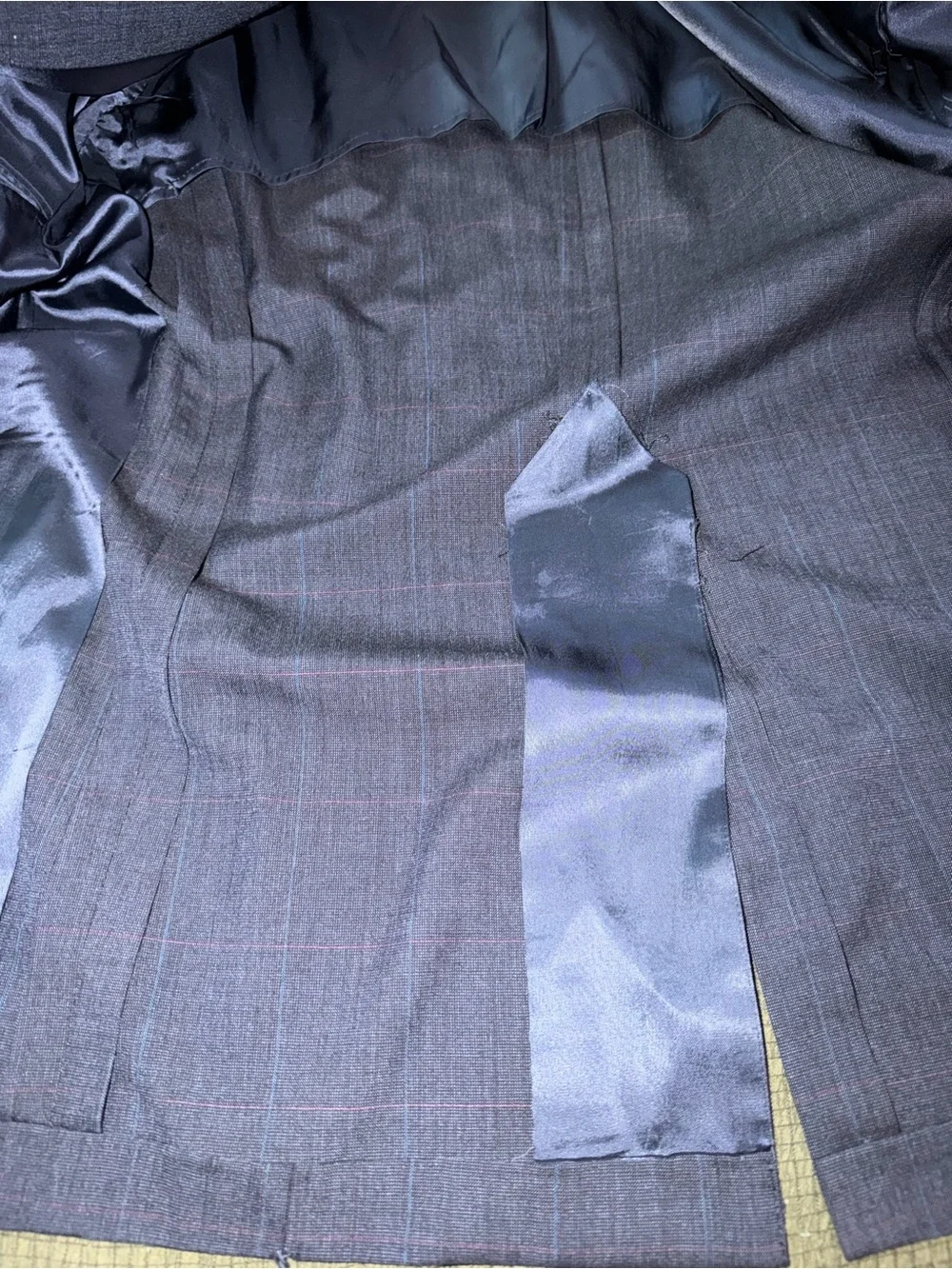 Brooks Brothers 2 Piece Suit Grey Blue Windowpane Half Lined MIUSA 42r 36x30